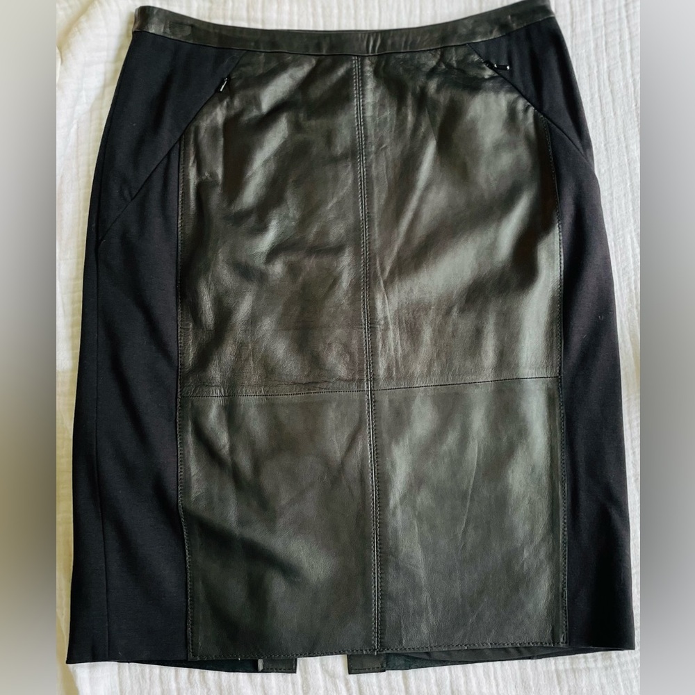 Halogen Black Leather Pencil Skirt
